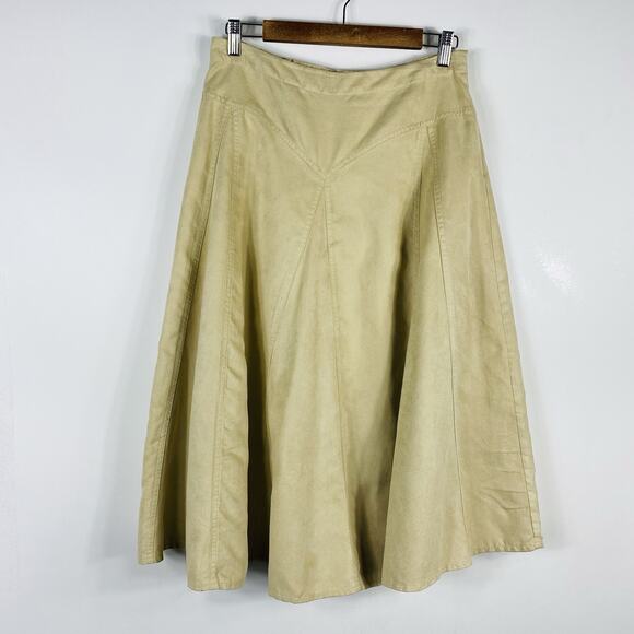 Coldwater Creek Size Small Faux Suede A-Line Midi Skirt Tan - Picture 1 of 4